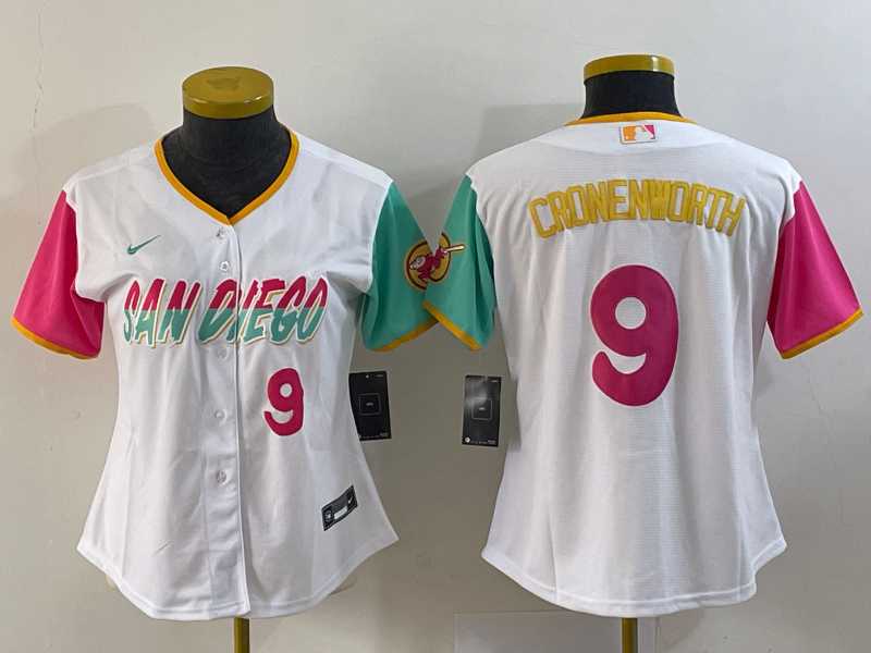 Women's San Diego Padres #9 Jake Cronenworth White Number 2022 City Connect Cool Base Stitched Jersey,We sell and wholesale Women's San Diego Padres #9 Jake Cronenworth White Number 2022 City Connect Cool Base Stitched Jersey on line form chian!